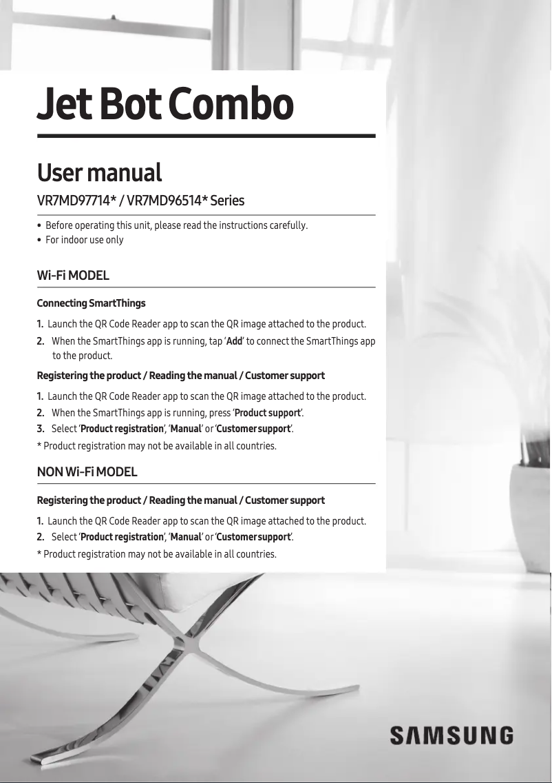 Page 1 de la notice Manuel utilisateur Samsung Jet Bot Combo VR7MD97714G
