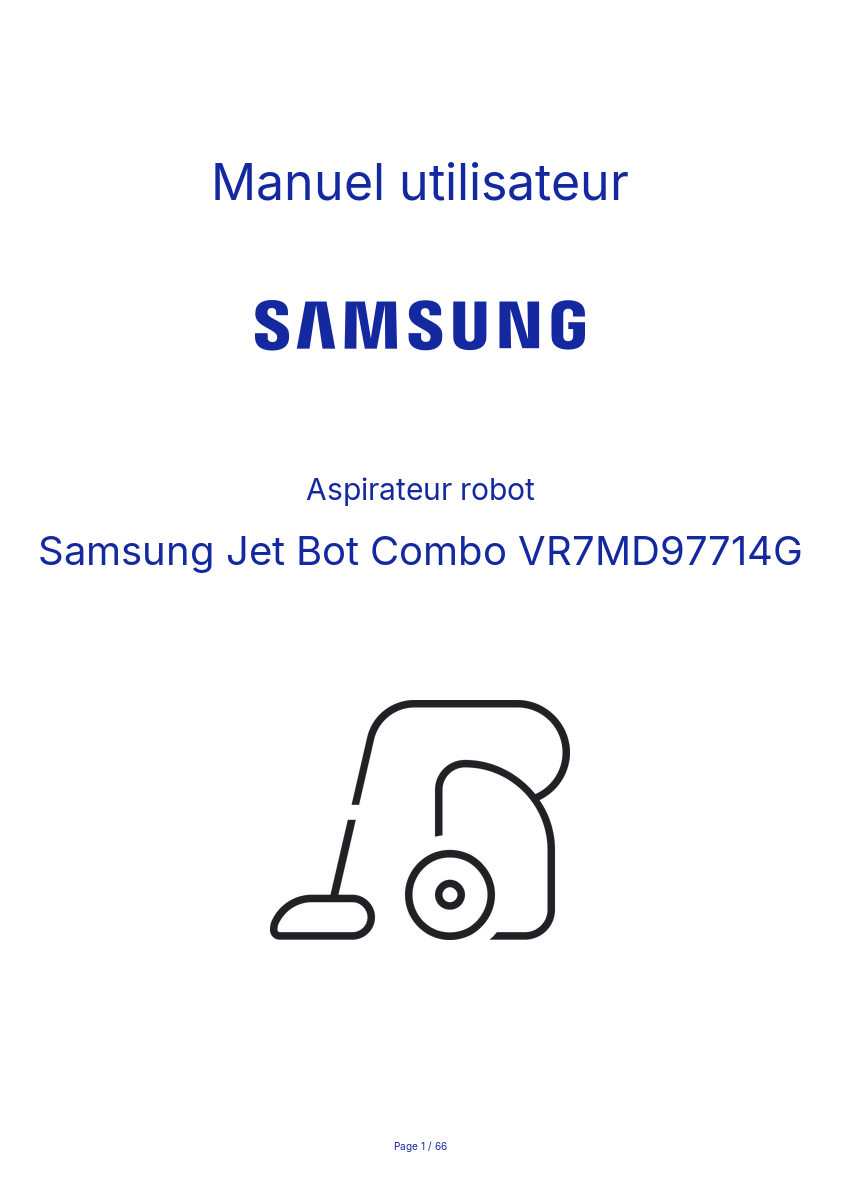 Page n°1 - Manuel utilisateur Samsung Jet Bot Combo VR7MD97714G