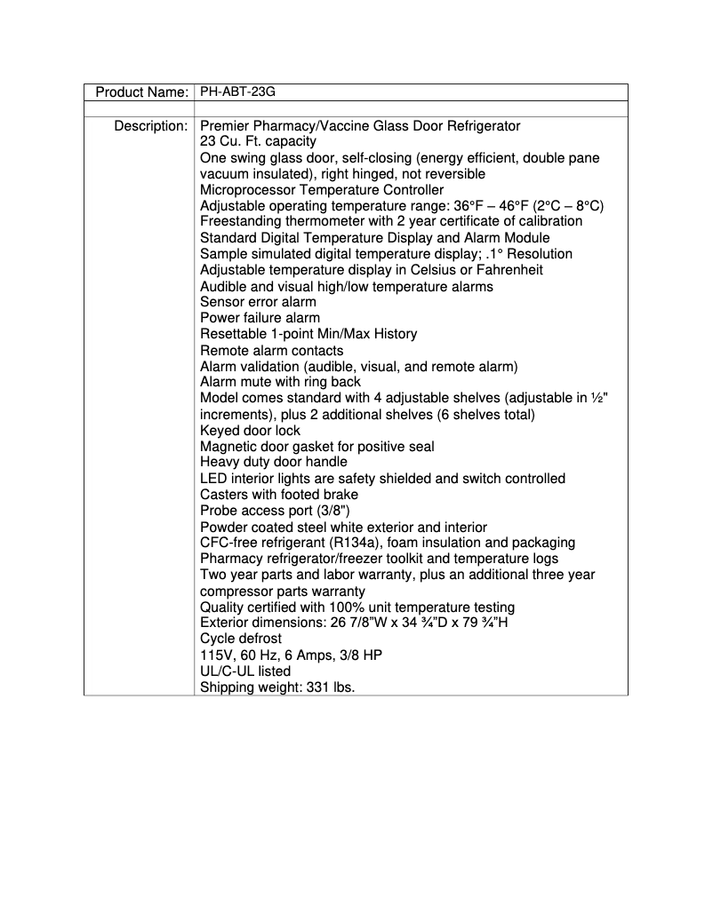 Page 1 de la notice Manuel utilisateur American BioTech Supply PH-ABT-23G