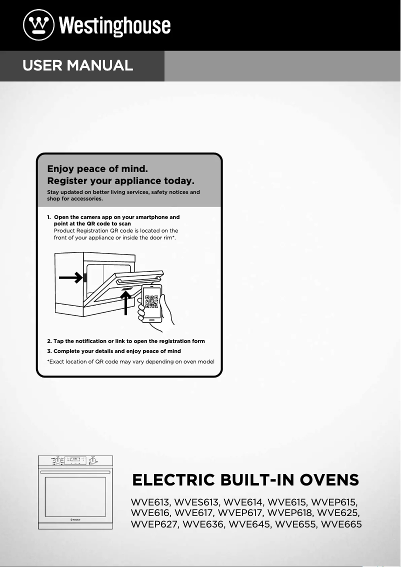 Page n°1 - Manuel utilisateur Westinghouse WVEP618S