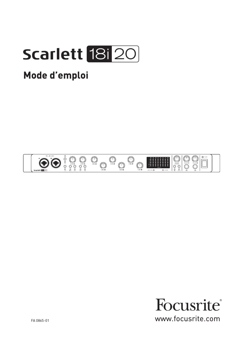 Page 1 de la notice Manuel utilisateur Focusrite Scarlett 18i20