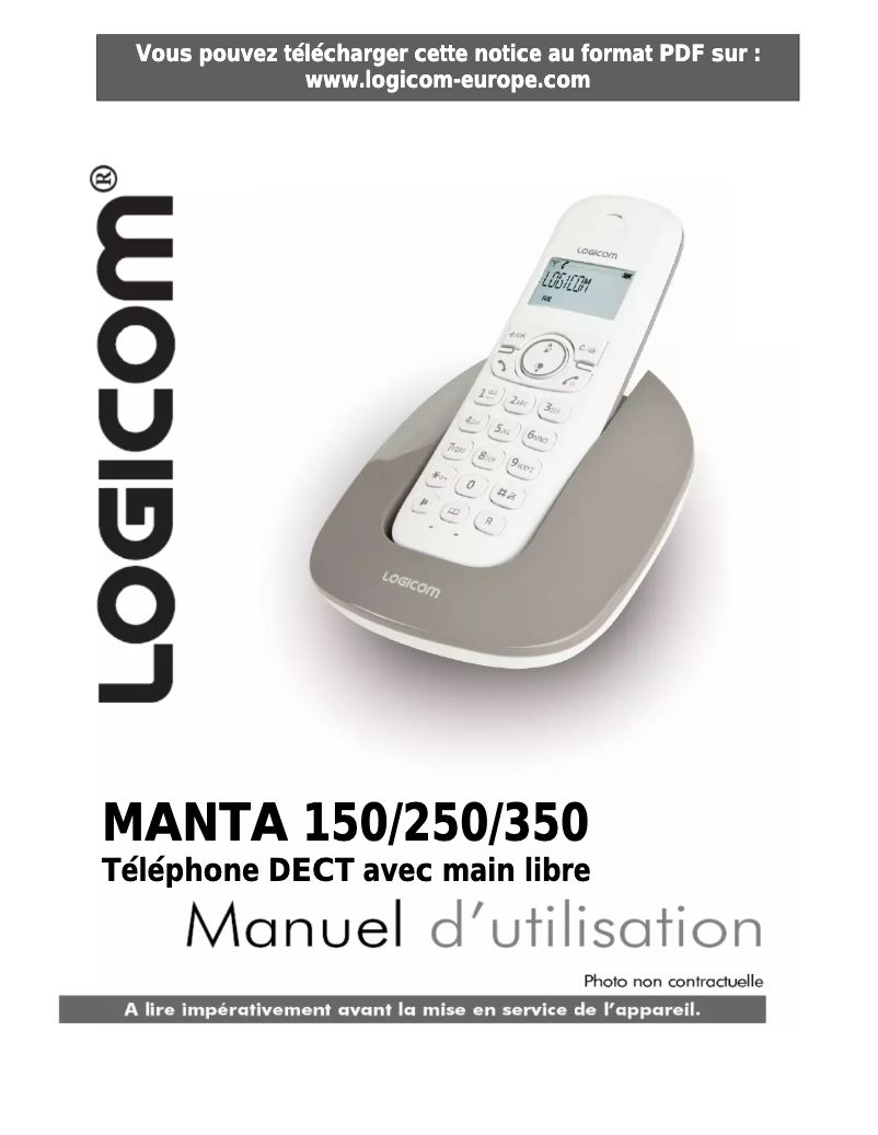 Page 1 de la notice Manuel utilisateur Logicom Manta 350