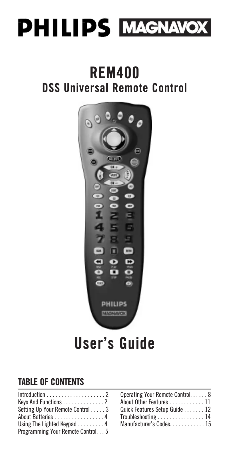 Page n°1 - Manuel utilisateur Philips REM400