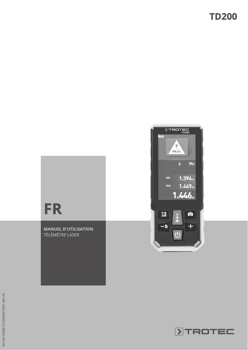 Page 1 de la notice Manuel utilisateur Trotec TD200