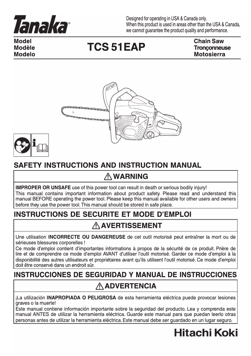 Page 1 de la notice Manuel utilisateur Tanaka TCS 51EAP