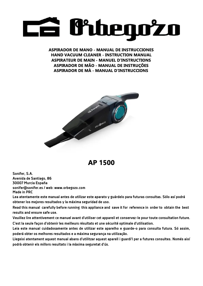 Página 1 del manual Manual de usuario Orbegozo AP 1500