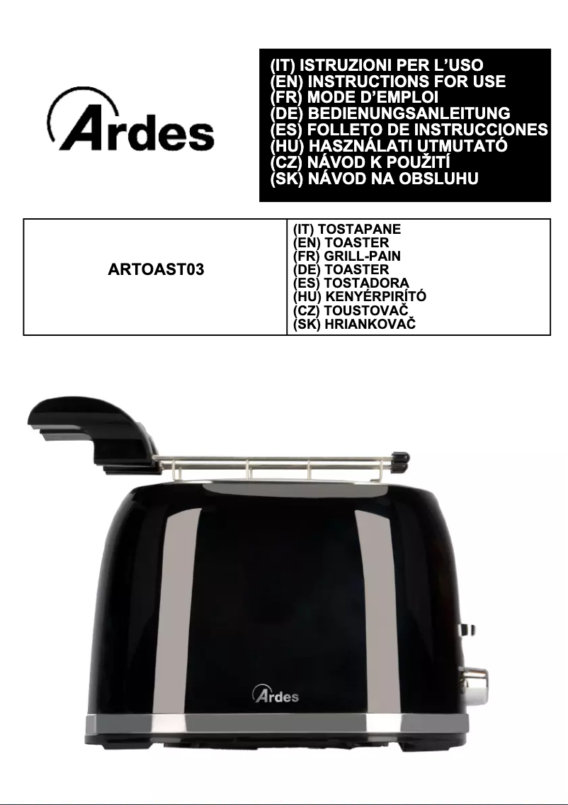 Página 1 del manual Manual de usuario Ardes Tosto Prestige ARTOAST03