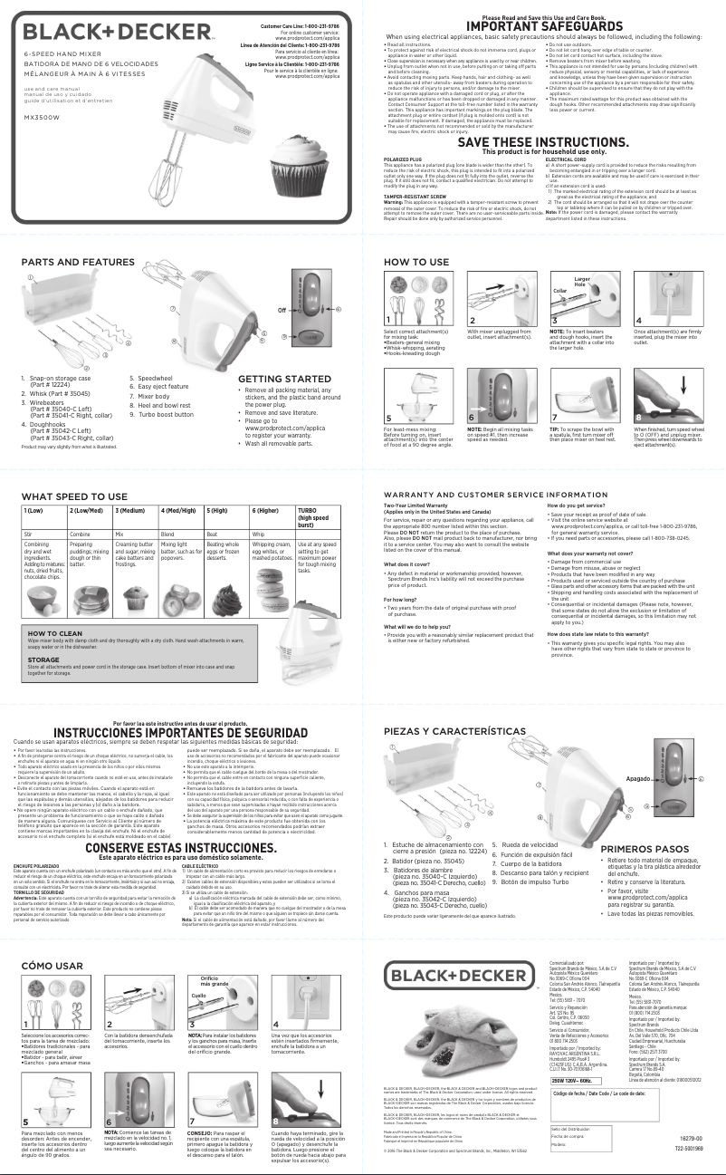 Página 1 del manual Manual de usuario Black & Decker MX3500W