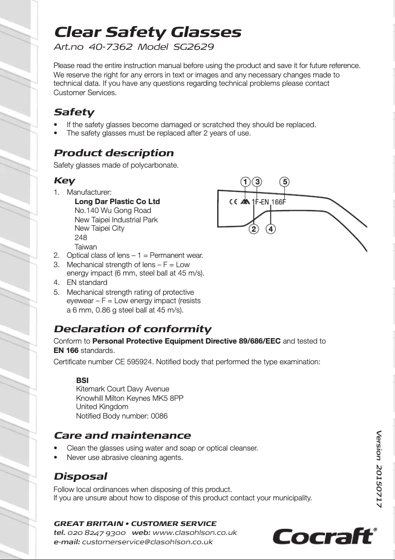Image de la première page du manuel de l'appareil SG2629