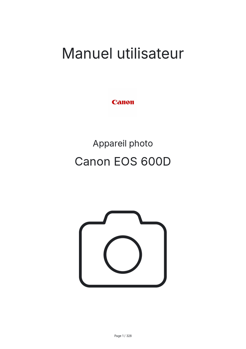 Image de la première page du manuel de l'appareil EOS 600D