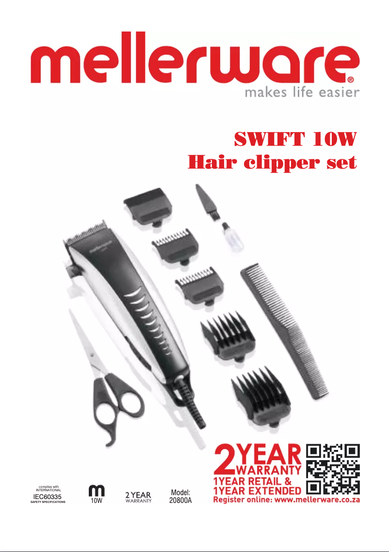 Page 1 de la notice Manuel utilisateur Mellerware 20800A