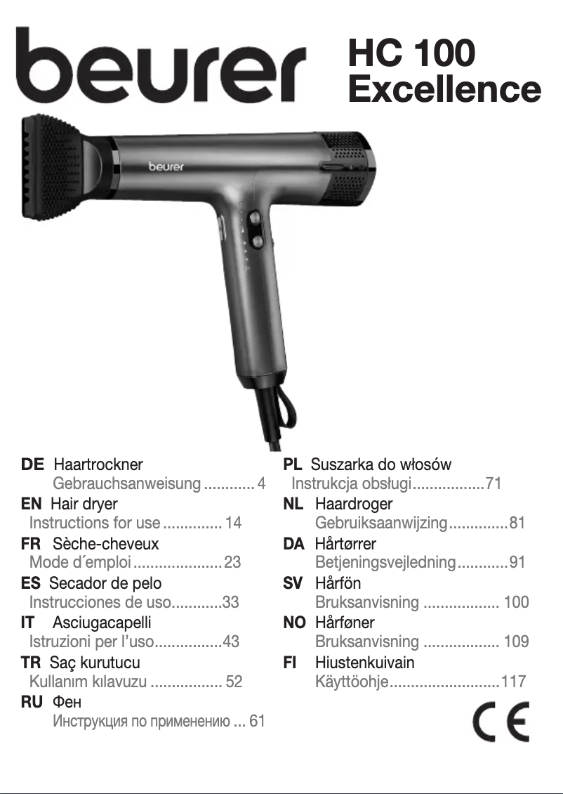 Page 1 de la notice Manuel utilisateur Beurer HC 100 Excellence