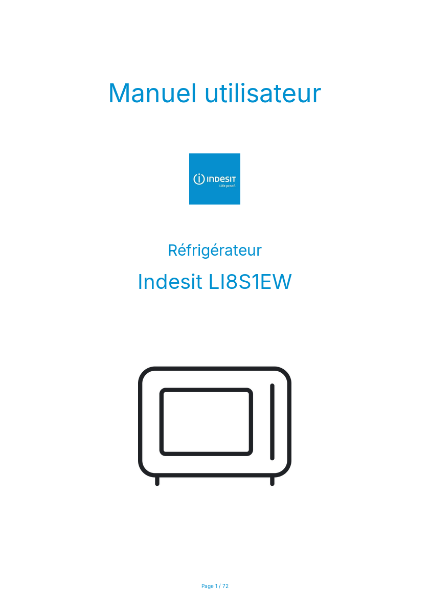 Page n°1 - Manuel utilisateur Indesit LI8S1EW