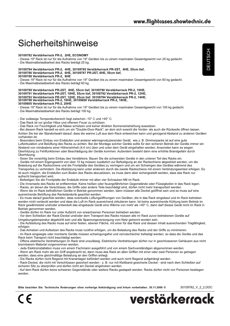 Imagen de la primera página del manual del dispositivo Amplifier Rack PR-1