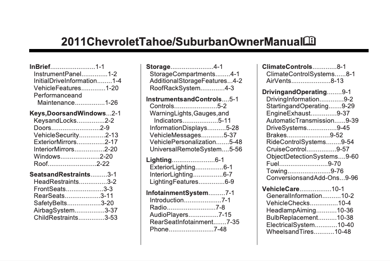 Image de la première page du manuel de l'appareil Suburban 0,5 Ton (2011)