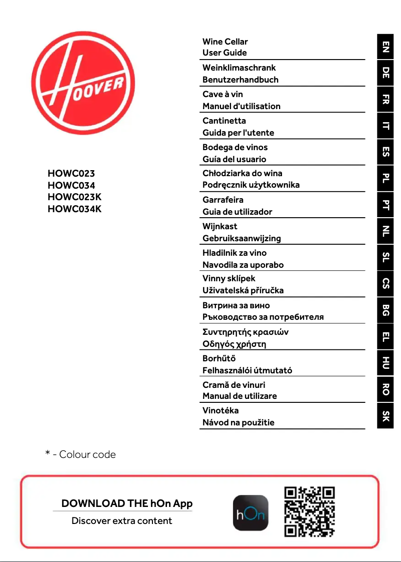 Page 1 de la notice Manuel utilisateur Hoover HOWC023K