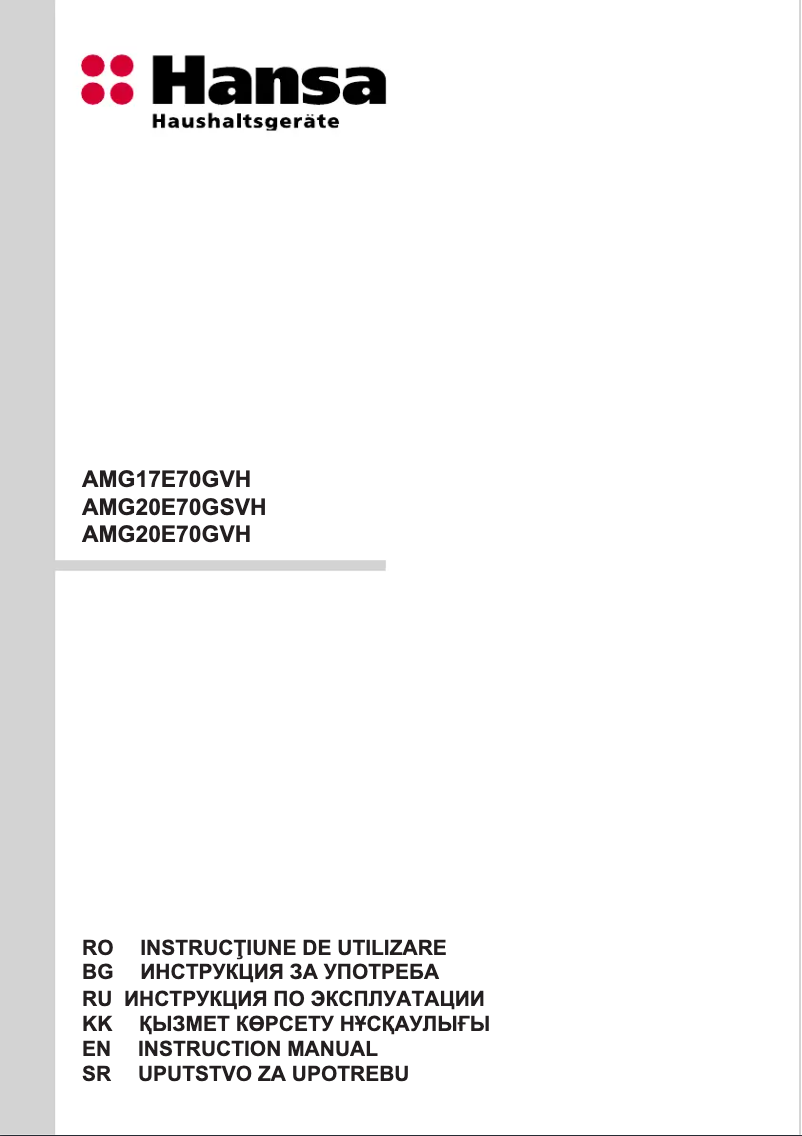 Page 1 de la notice Manuel utilisateur Hansa AMG20E70GVH