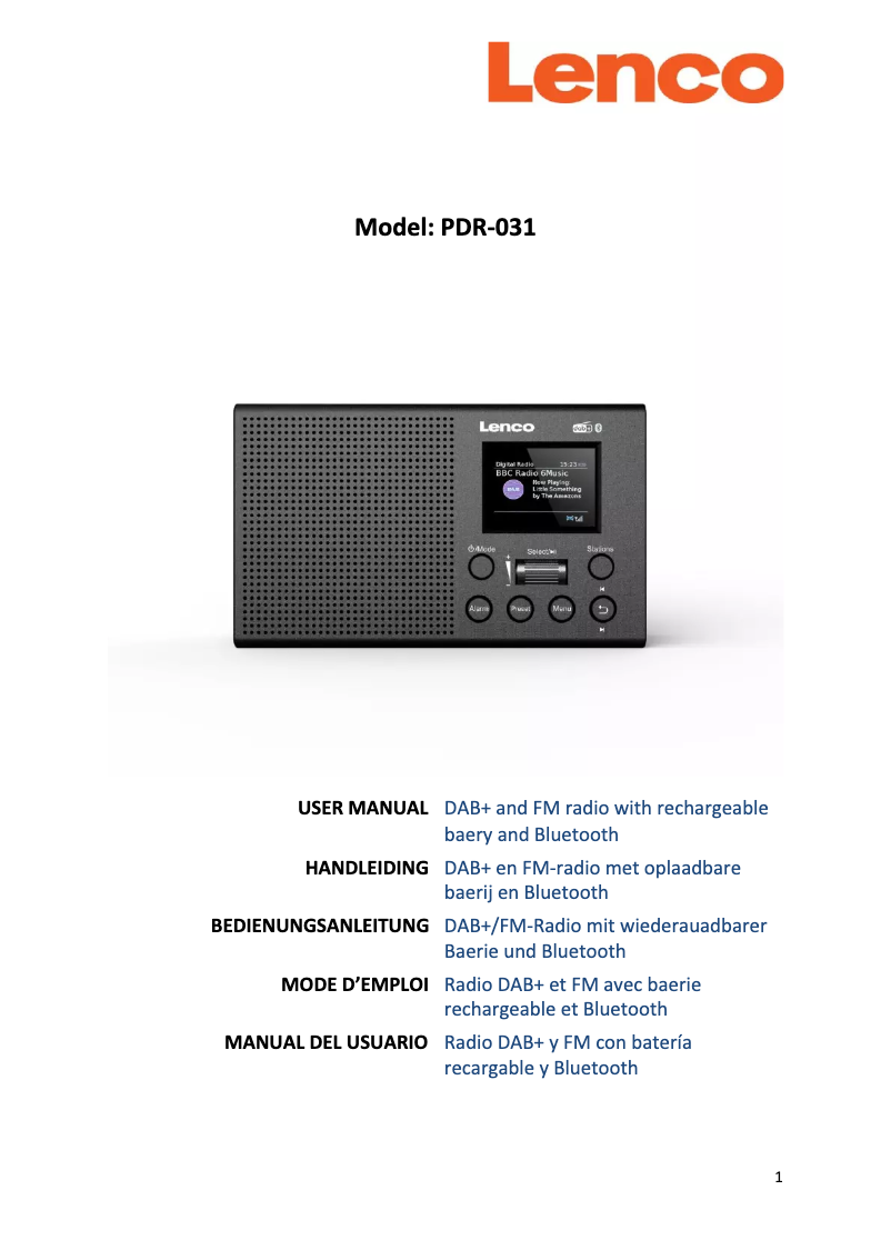 Image de la première page du manuel de l'appareil PDR-031
