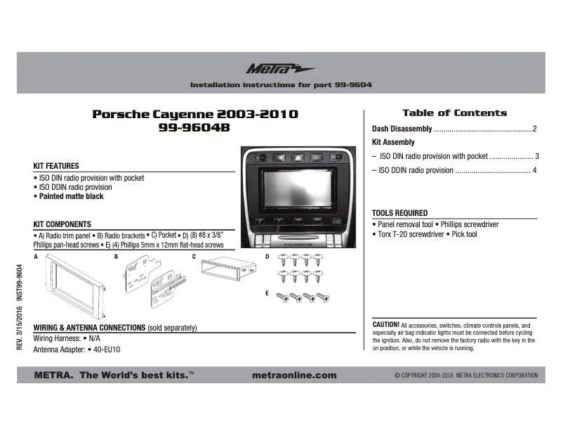 Image de la première page du manuel de l'appareil 99-9604B