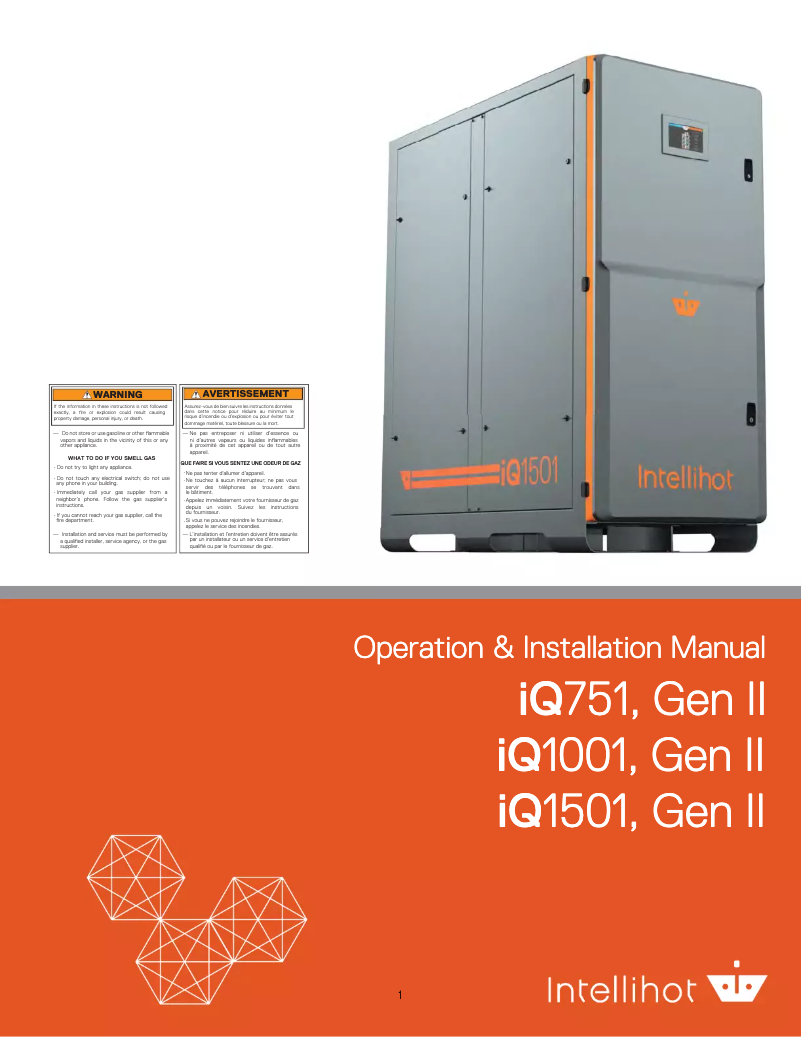 Page 1 de la notice Manuel utilisateur Intellihot iQ1501 Gen II