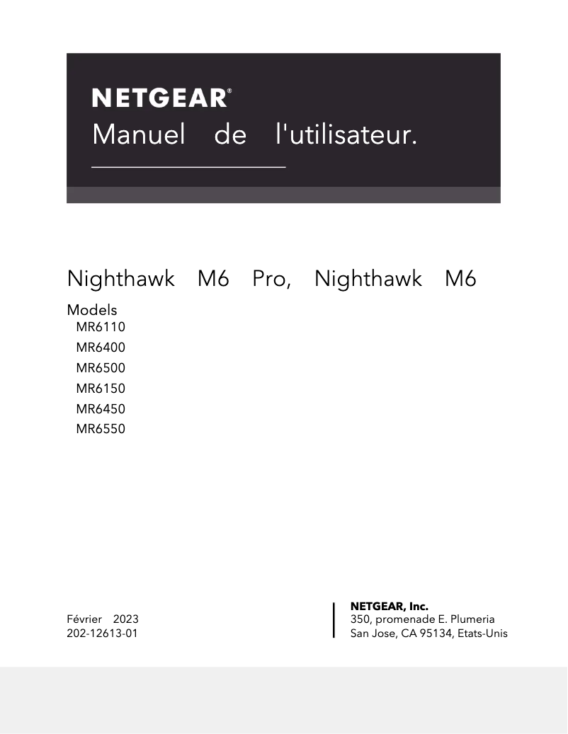 Image de la première page du manuel de l'appareil Nighthawk M6 MR6150