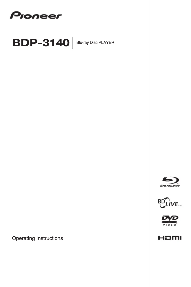 Image de la première page du manuel de l'appareil BDP-3140