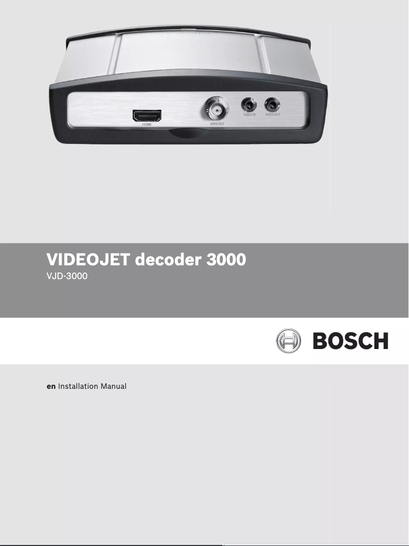 Page n°1 - Manuel utilisateur Bosch VIDEOJET decoder 3000