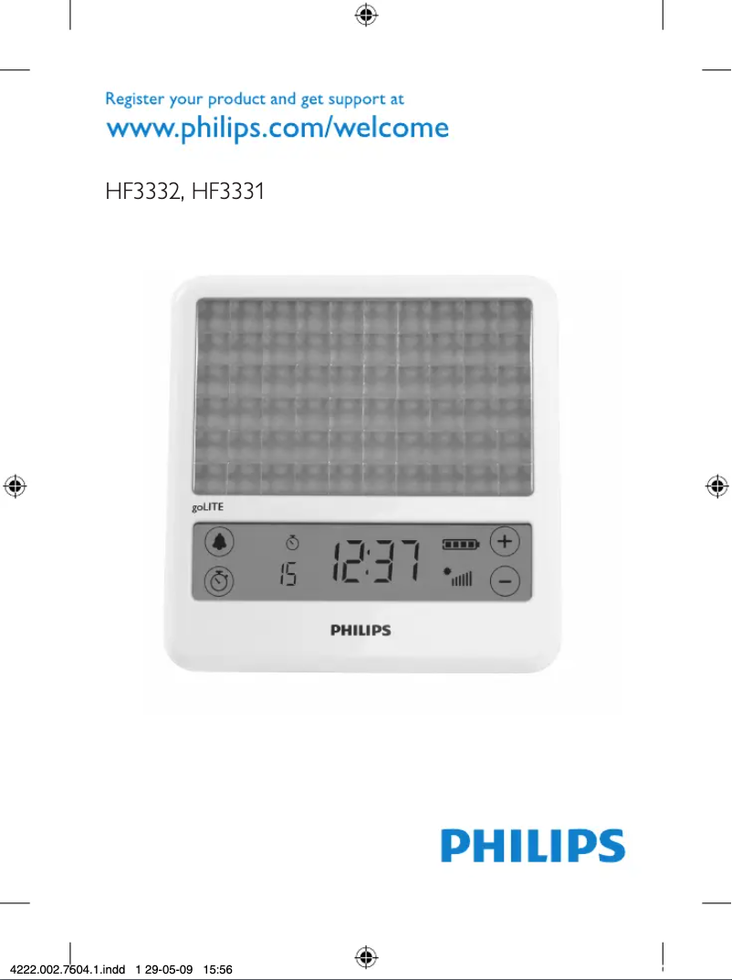 Page 1 de la notice Manuel utilisateur Philips goLITE BLU HF3331