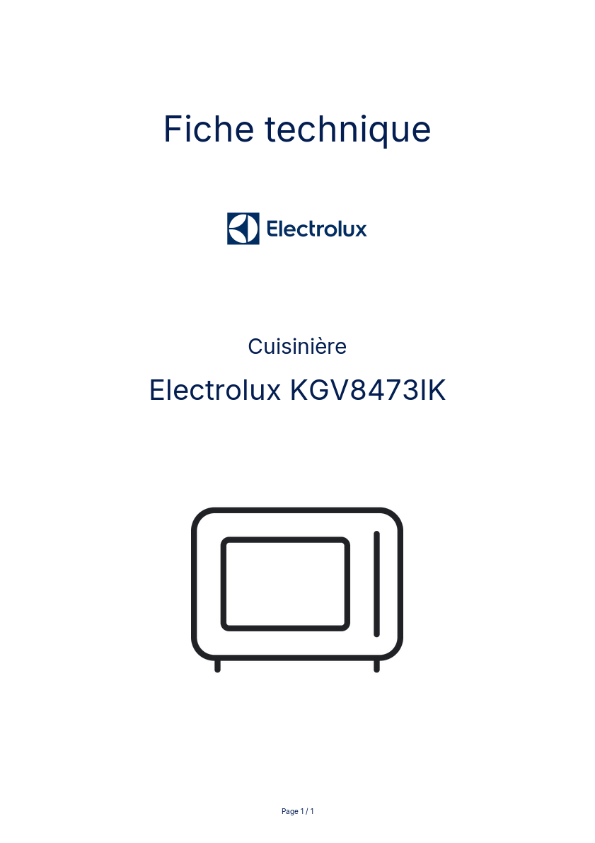 Page n°1 - Fiche technique Electrolux KGV8473IK