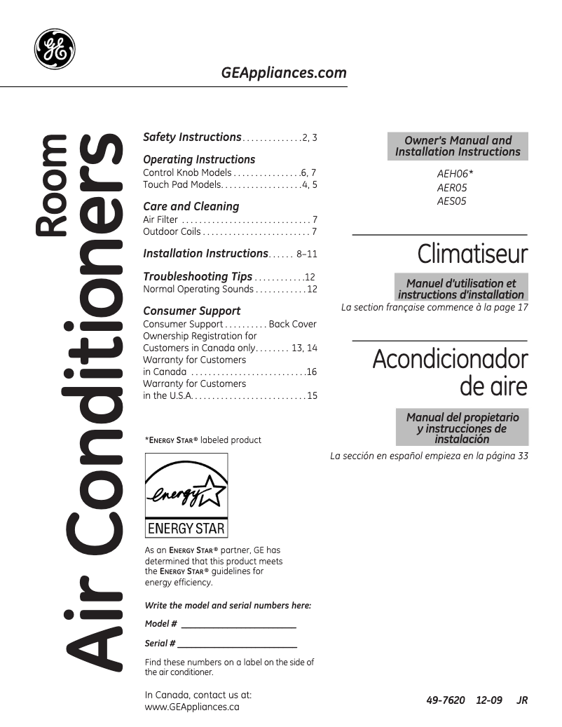 Image de la première page du manuel de l'appareil AEH06LN