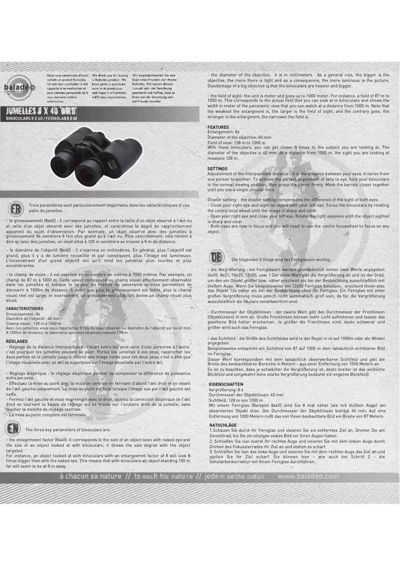 Page 1 de la notice Manuel utilisateur Baladéo PLR607