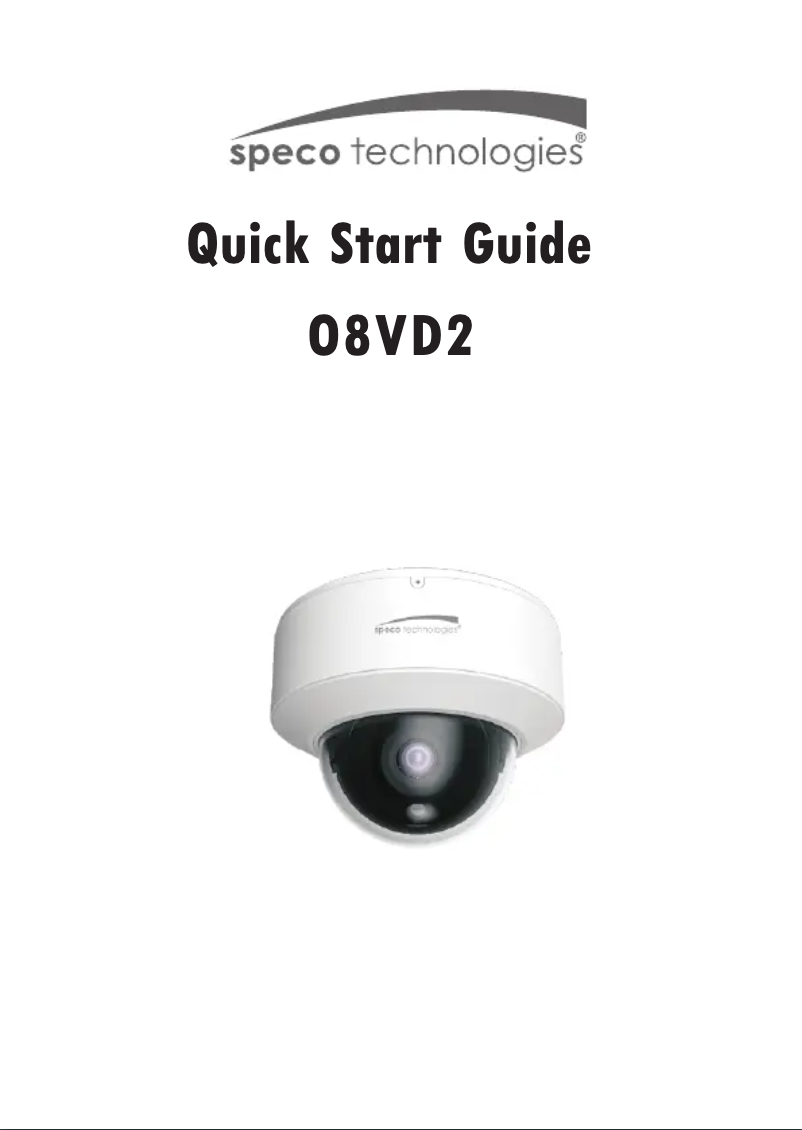 Page 1 de la notice Guide de démarrage rapide Speco Technologies O8VD2