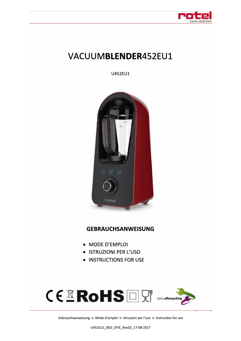 Page 1 de la notice Manuel utilisateur Rotel U452EU1