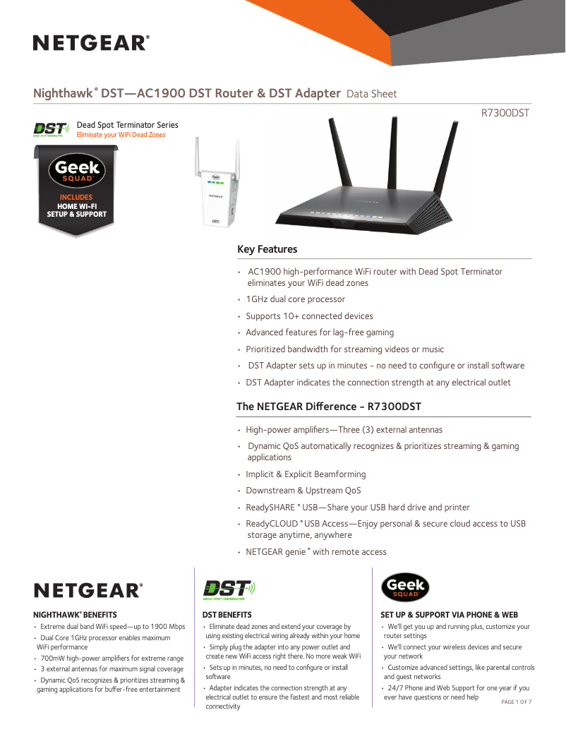 Page n°1 - Fiche technique Netgear Nighthawk R7300DST