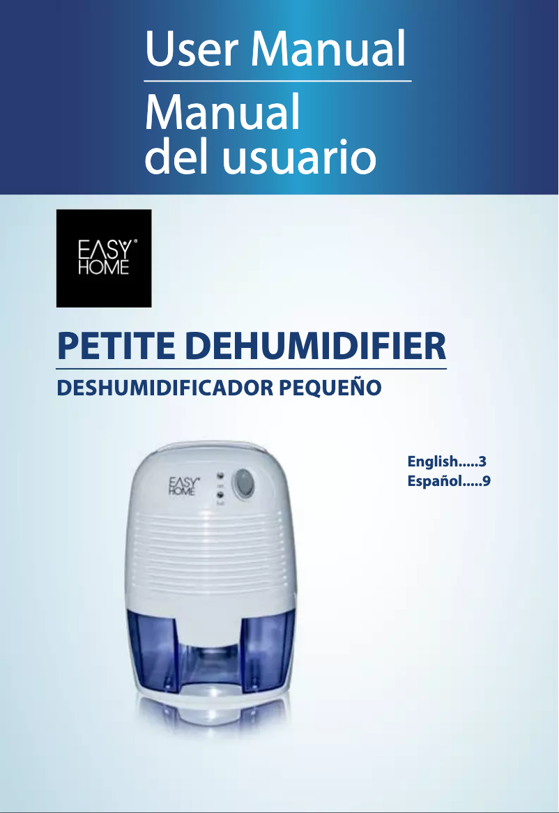 Page 1 de la notice Manuel utilisateur Easy Home Petite Dehumidifier MD-818