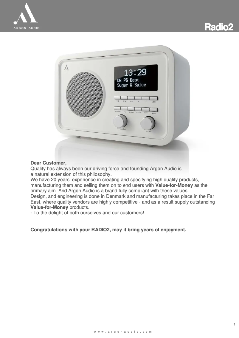 Página 1 del manual Manual de usuario Argon Radio 2
