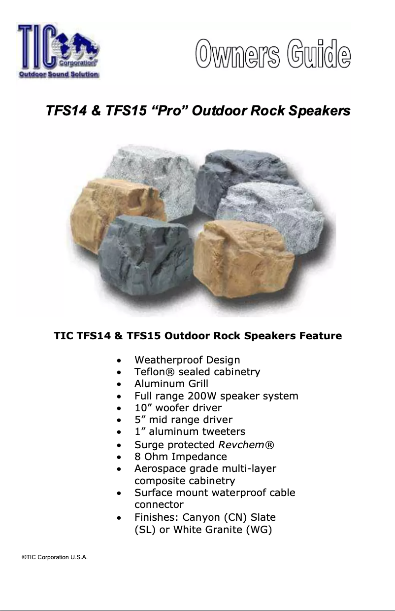 Image de la première page du manuel de l'appareil Rock TFS14