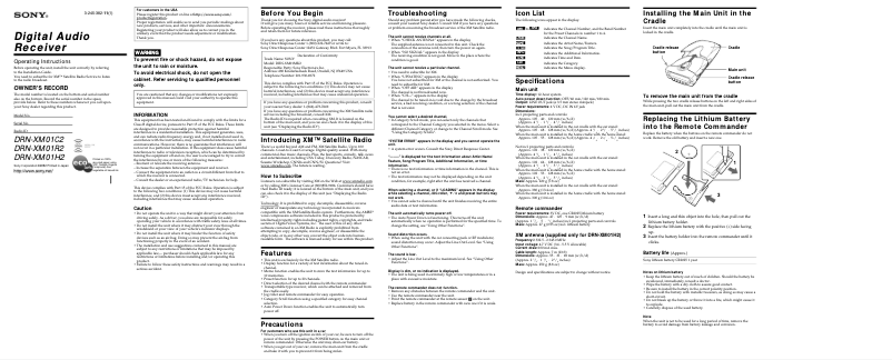 Page 1 de la notice Manuel utilisateur Sony DRN-XM01H2