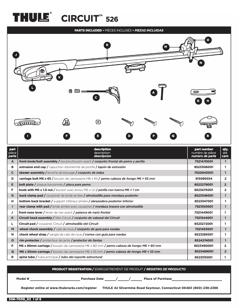 Page 1 de la notice Manuel utilisateur Thule Circuit 526
