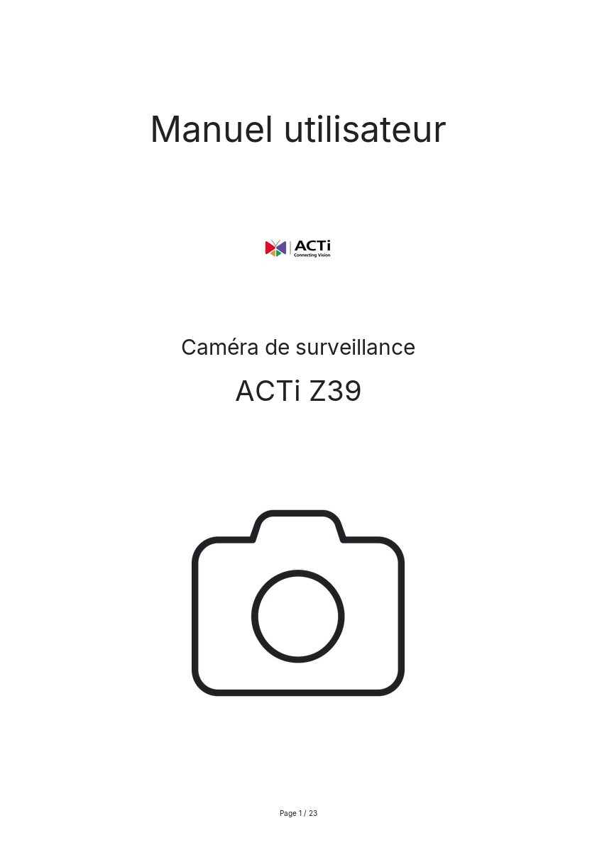 Image de la première page du manuel de l'appareil Z39