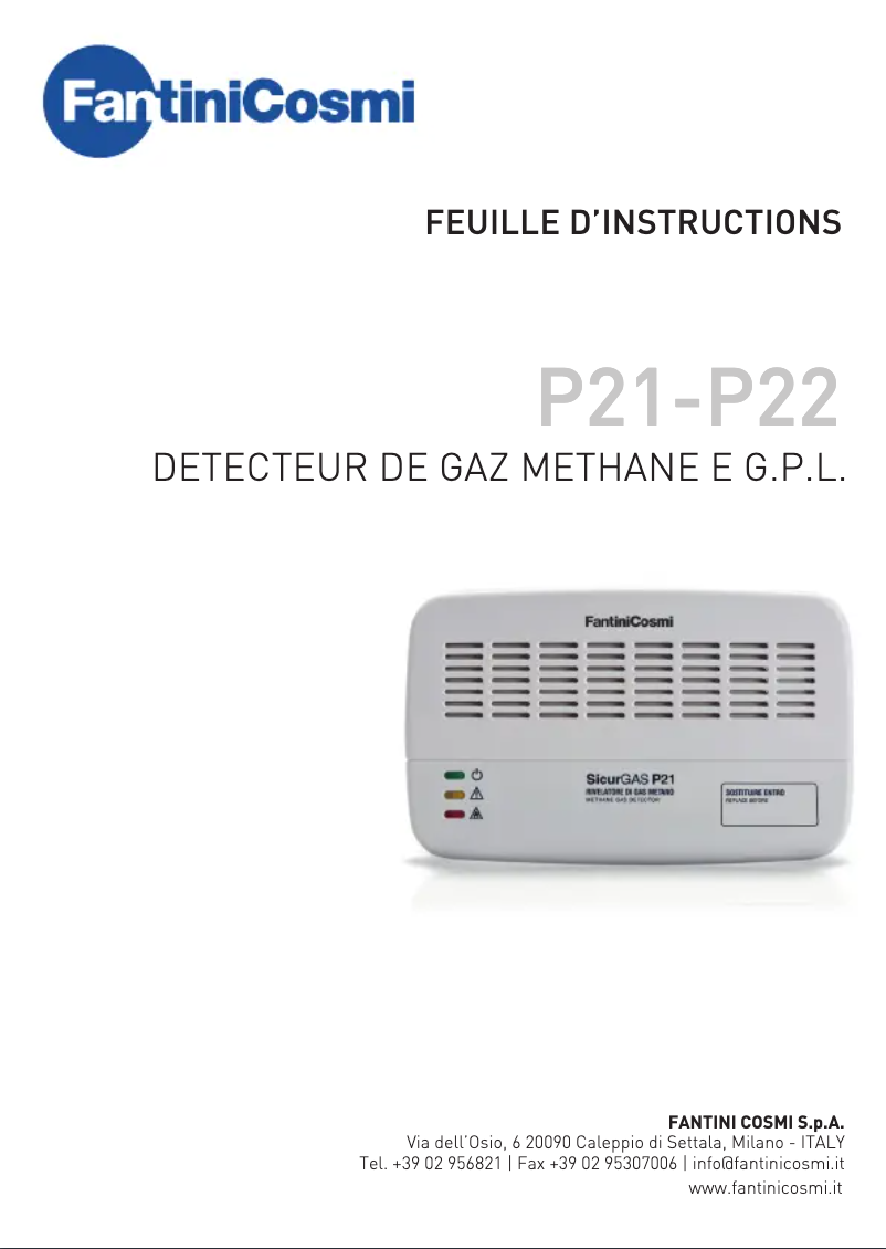Page 1 de la notice Manuel utilisateur Fantini Cosmi Sicurgas P21