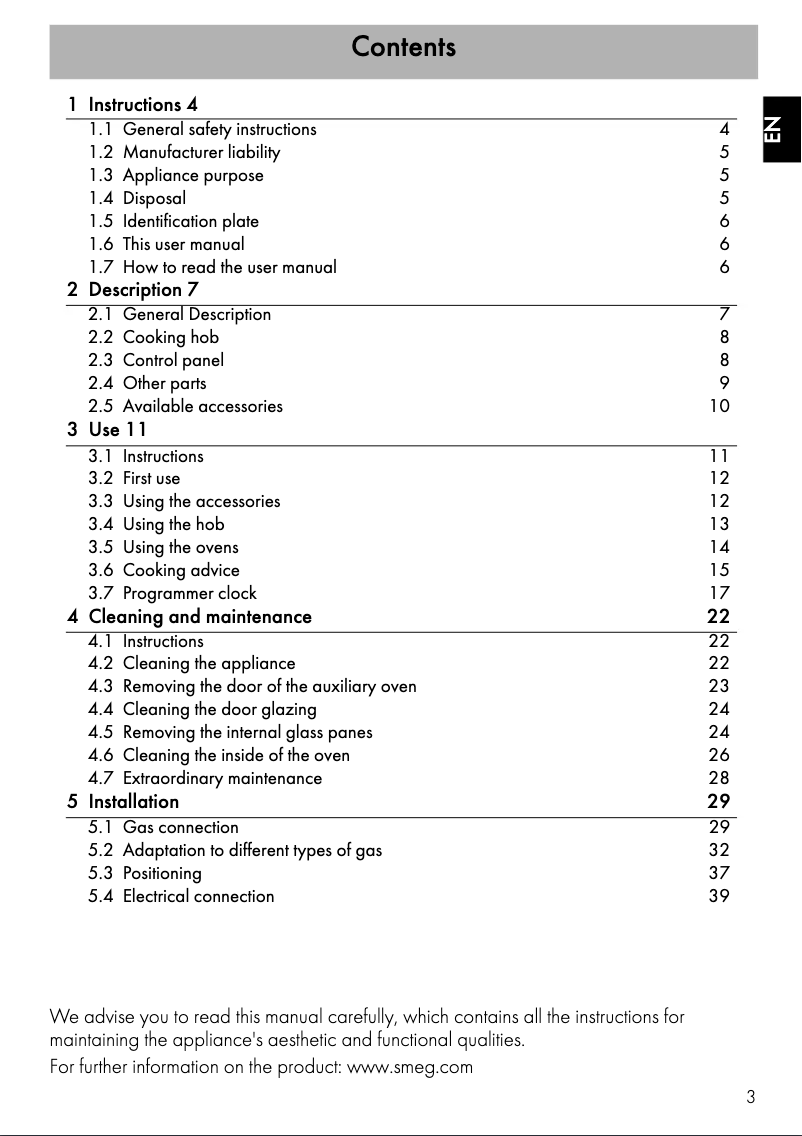 Page n°1 - Manuel utilisateur Smeg BU93BL