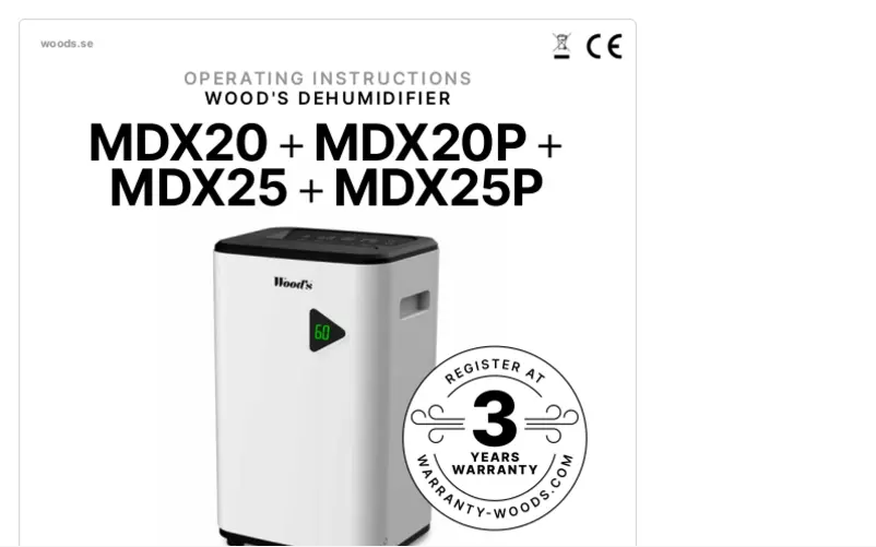 Page 1 de la notice Fiche technique Wood's MDX20P