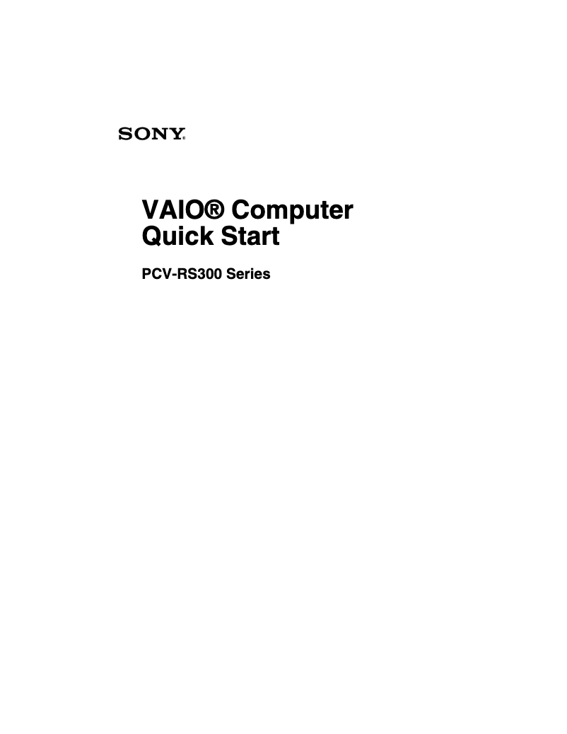 Page 1 de la notice Guide d'installation Sony Vaio PCV-RS320