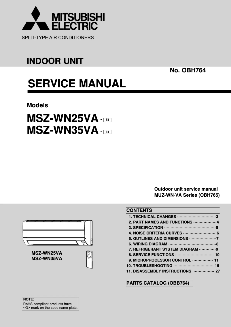 Page 1 de la notice Manuel utilisateur Mitsubishi KITMSZWN25VA