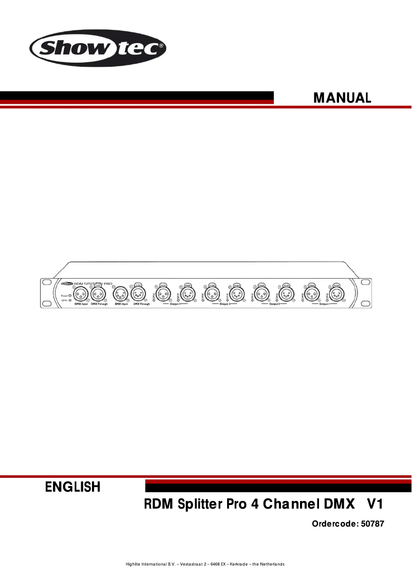 Image de la première page du manuel de l'appareil RDM Splitter Pro