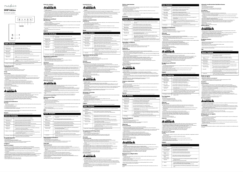 Page n°1 - Manuel utilisateur Nedis SPBT1002GY