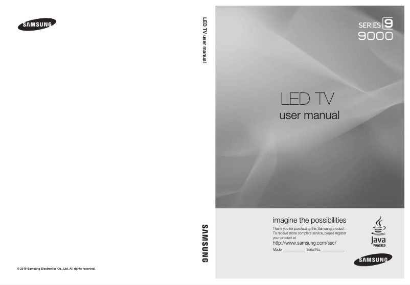 Page 1 de la notice Manuel utilisateur Samsung UN55C9000ZF