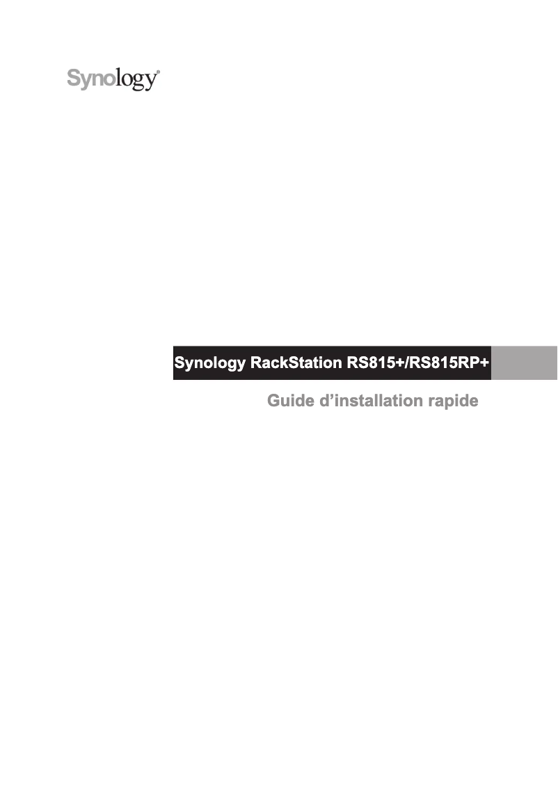 Image de la première page du manuel de l'appareil RackStation ​RS815RP+