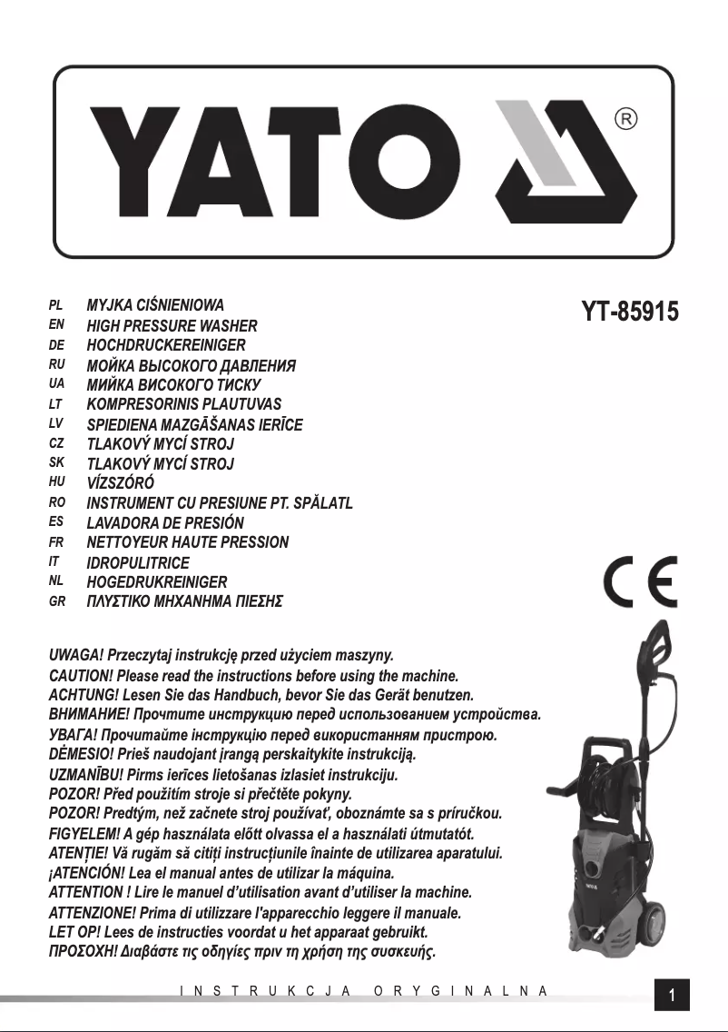 Page n°1 - Manuel utilisateur Yato YT-85915